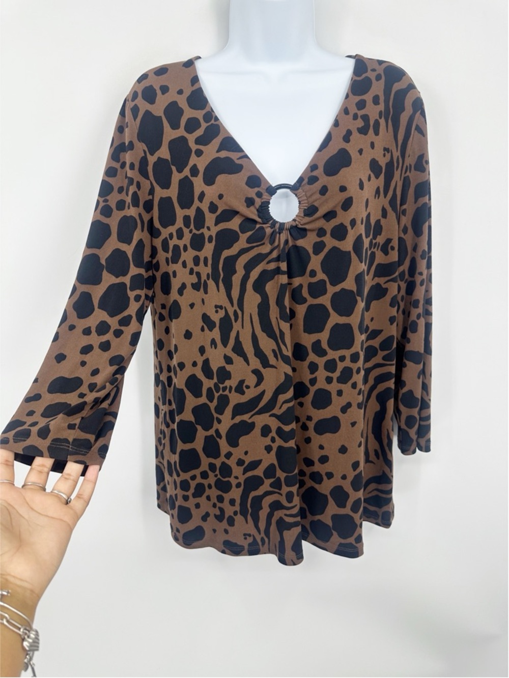 Vintage Y2K Cato Animal Print Blouse Size 14W Plus Size Whimsical Fairycore